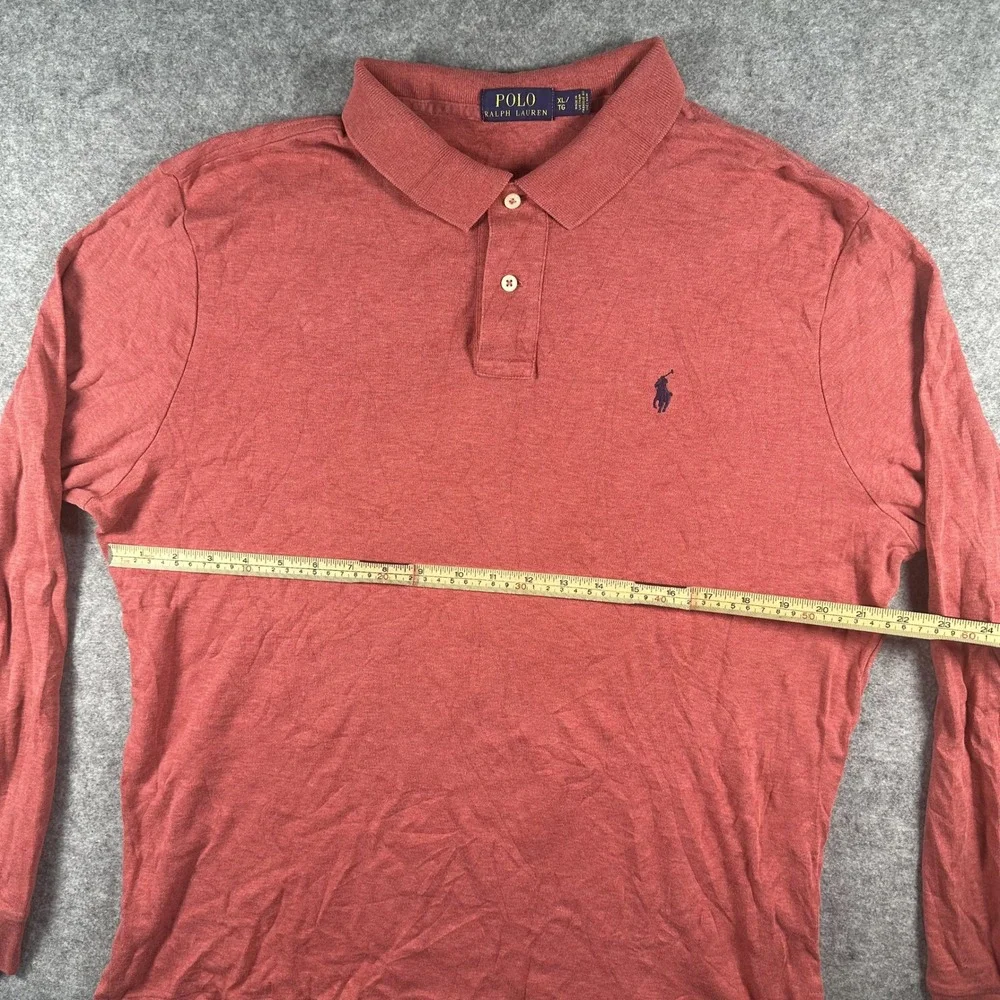 Polo Ralph Lauren Long Sleeve Polo XL Red Heathered Cotton Classic Fit